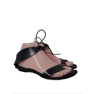 Cydwoq Copy Black Metallic Leather Women's‎ Sandals